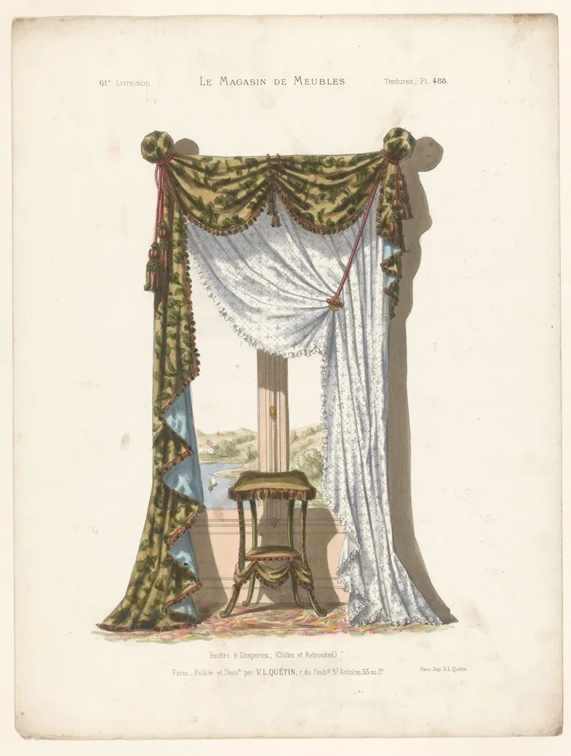 Fenetre A Draperies Chutes Et Retrousse Wall Art by Victor Léon Michel Quétin - High-Resolution Digital Print