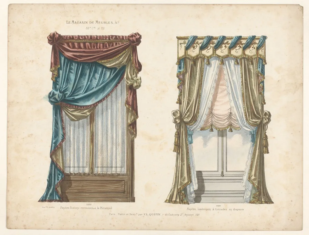 Fenetre Festons Retrousses A La Meternick Fenetre Lambrequin A Torsades En Draperie Wall Art by Victor Léon Michel Quétin - High-Resolution Digital Print