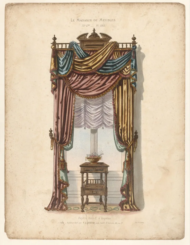 Fenetre Henri Ii A Draperies Wall Art by Victor Léon Michel Quétin - High-Resolution Digital Print