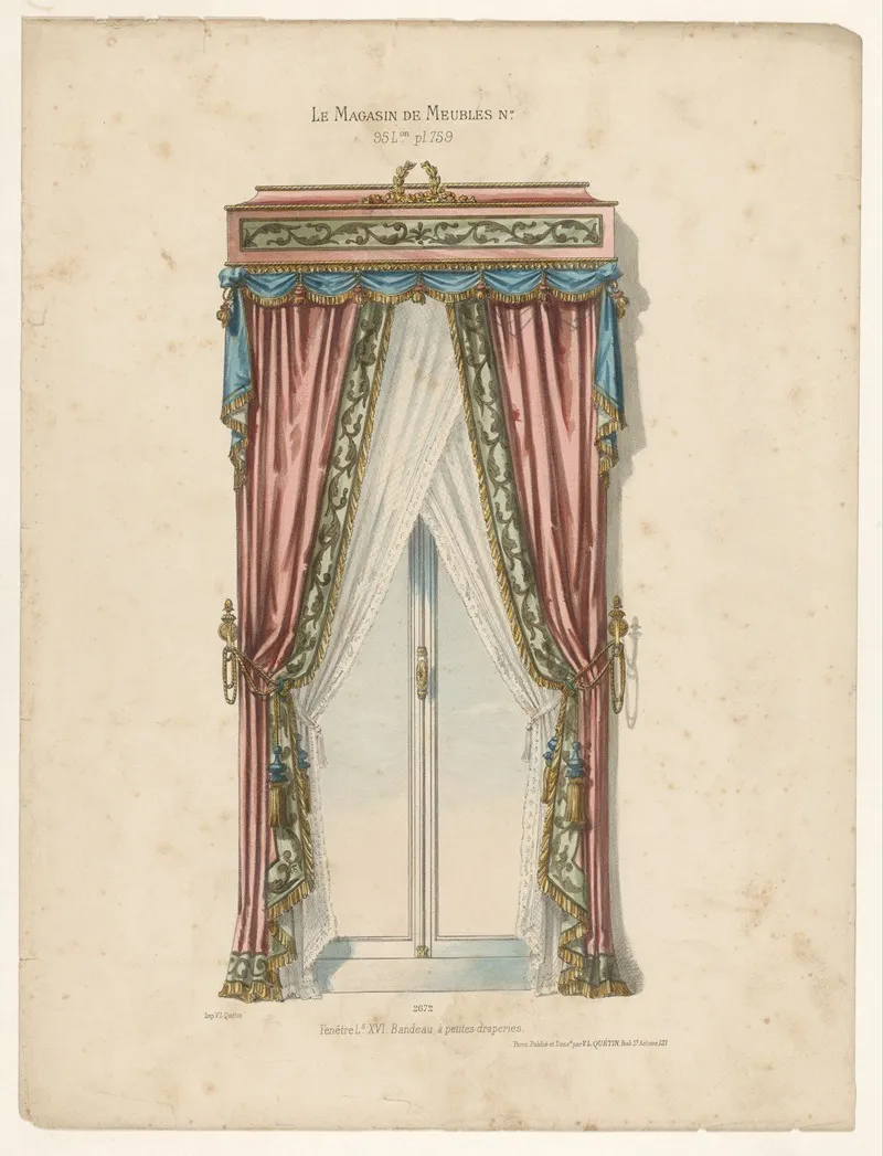 Fenetre Ls Xvi Bandeau A Petites Draperies Wall Art by Victor Léon Michel Quétin - High-Resolution Digital Print