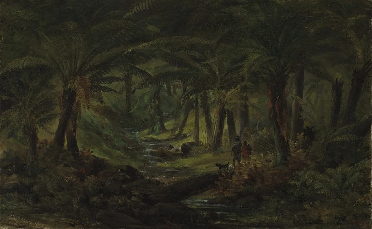 Fern Gully With Aboriginal Family Wall Art by Thomas Clark - High-Resolution Digital Print