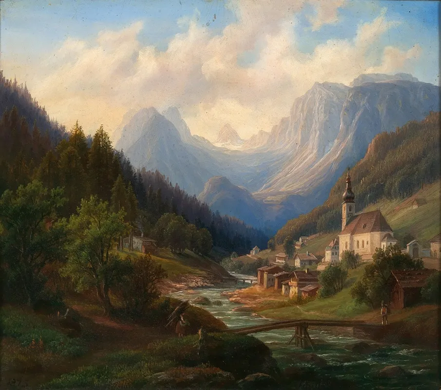Fernsicht Von Der Ramsau Bey Berchtesgaden Gegen Den Hirschbuhel Und Muhlsturzhorner Wall Art by Anton Schiffer - High-Resolution Digital Print