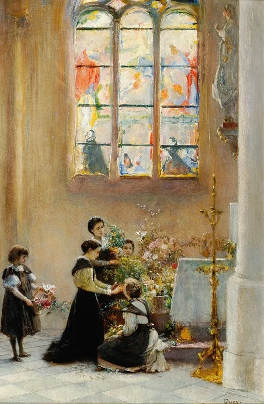 Fest St Maria In Einer Kirche In Venedig Wall Art by Franz Russ the younger - High-Resolution Digital Print