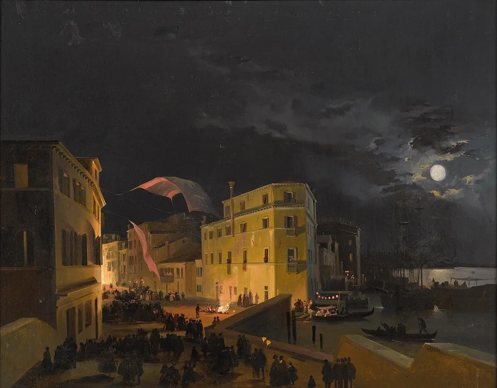 Festival In Venice Wall Art by Ippolito Caffi - High-Resolution Digital Print