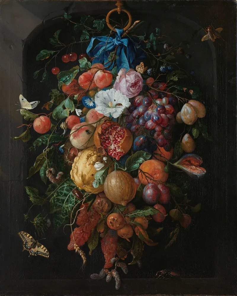 Festoon Of Fruit And Flowers Wall Art by Jan Davidsz de Heem - High-Resolution Digital Print