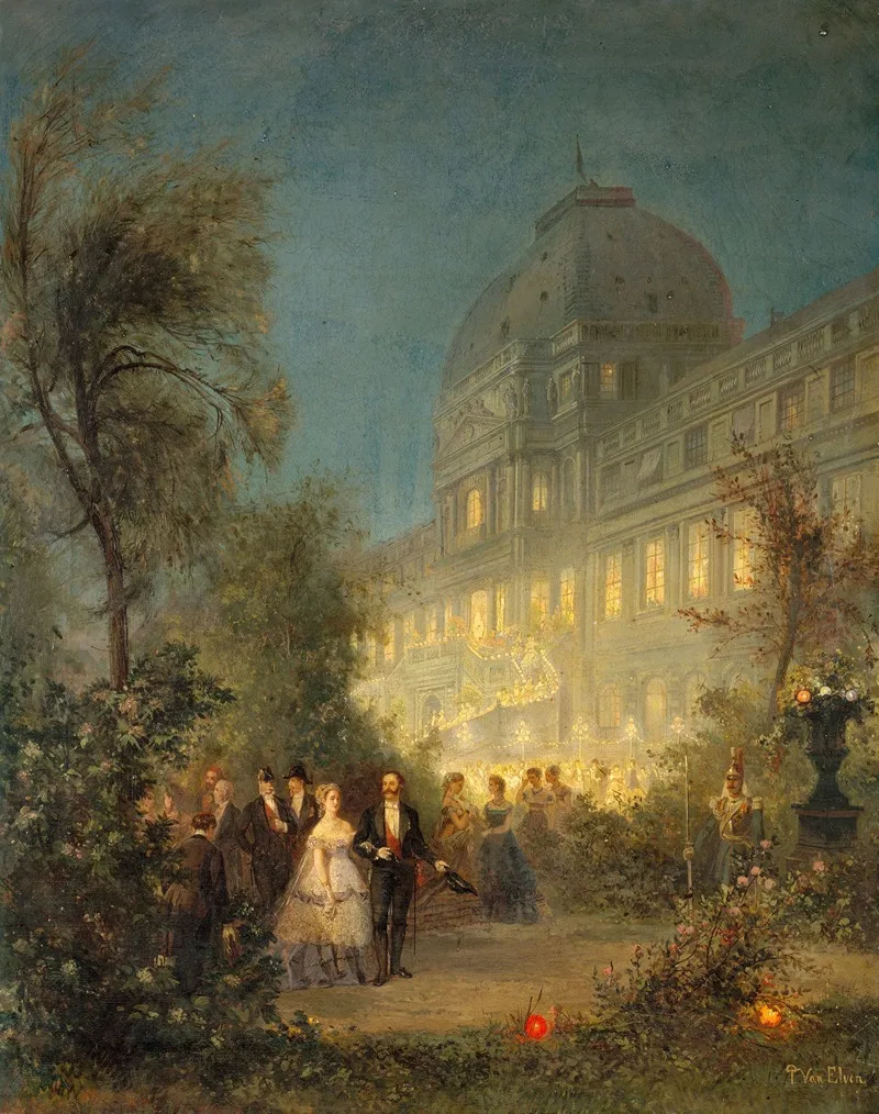 Fete De Nuit Aux Tuileries Le 10 Juin 1867 A Loccasion De La Visite Des Souverains Etrangers A Lexposition Universelle Actuel 1er Arrondissement Wall Art by Pierre Tetar van Elven - High-Resolution Digital Print