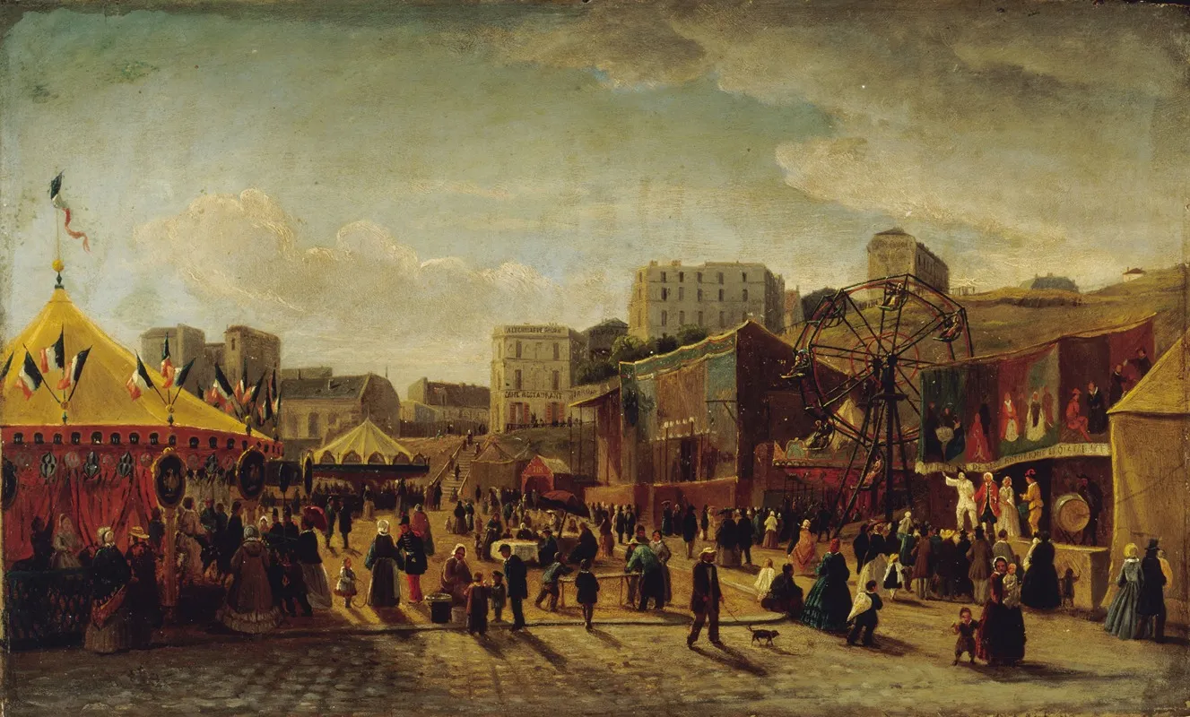 Fete Foraine Place Saint Pierre A Montmartre En 1861 Wall Art by Edouard Hubert - High-Resolution Digital Print
