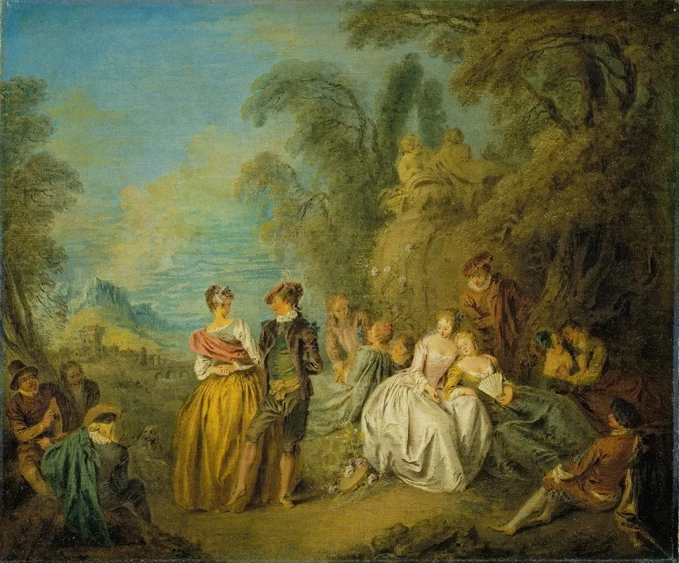 Fete Galante With A Dancing Couple