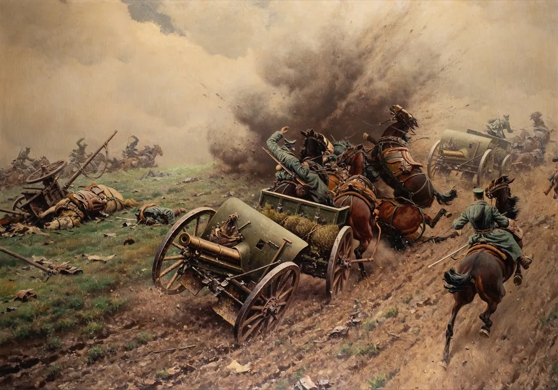 Field Artillery Under Attack Wall Art by Hugo Ungewitter - High-Resolution Digital Print
