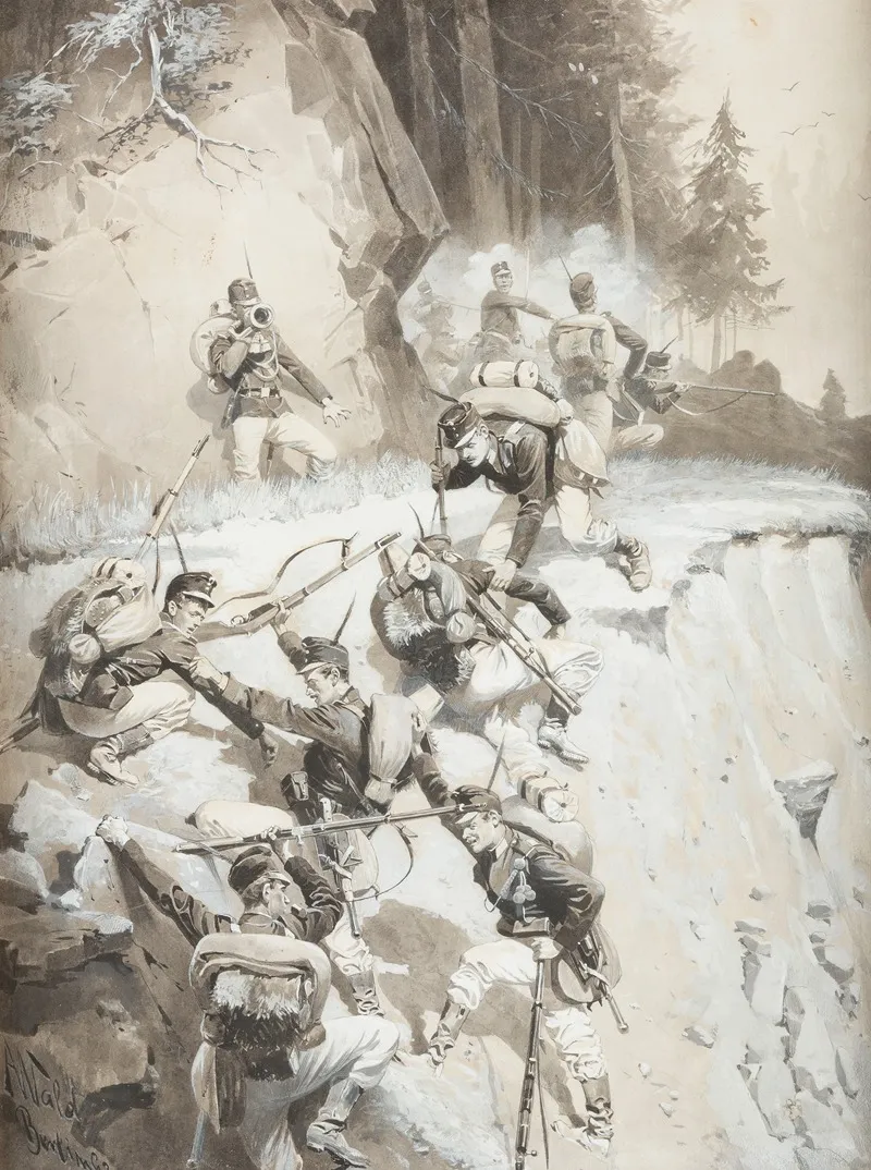 Field Exercise In The Mountains Wall Art by Adolf Wald - High-Resolution Digital Print