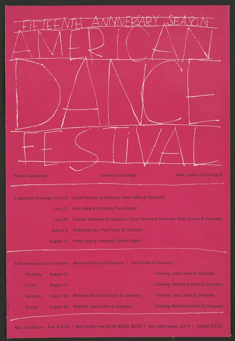 Fifteenth Anniversary Season American Dance Festival Wall Art by George Tscherny - High-Resolution Digital Print