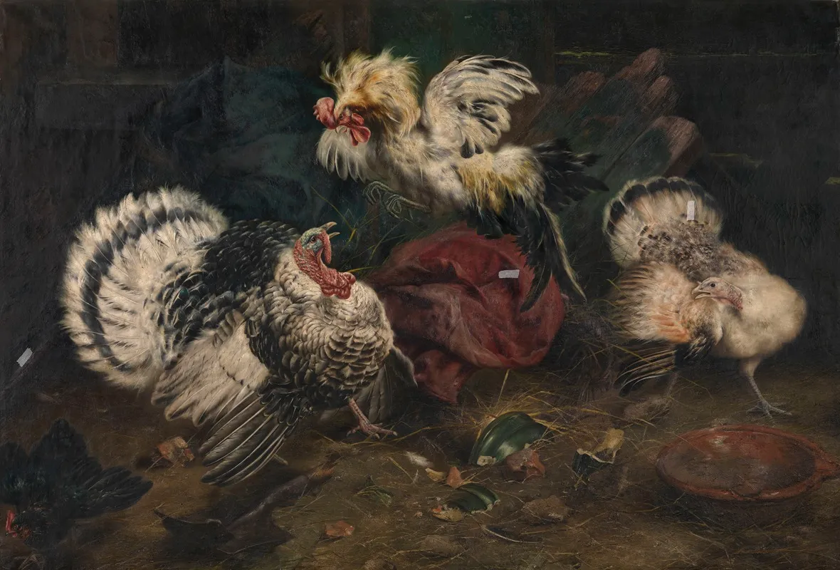 Fighting Cocks 2 Wall Art by Piet Van Engelen - High-Resolution Digital Print