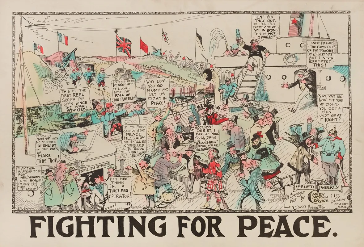 Fighting For Peace Wall Art by Carey Cartoon Service - High-Resolution Digital Print
