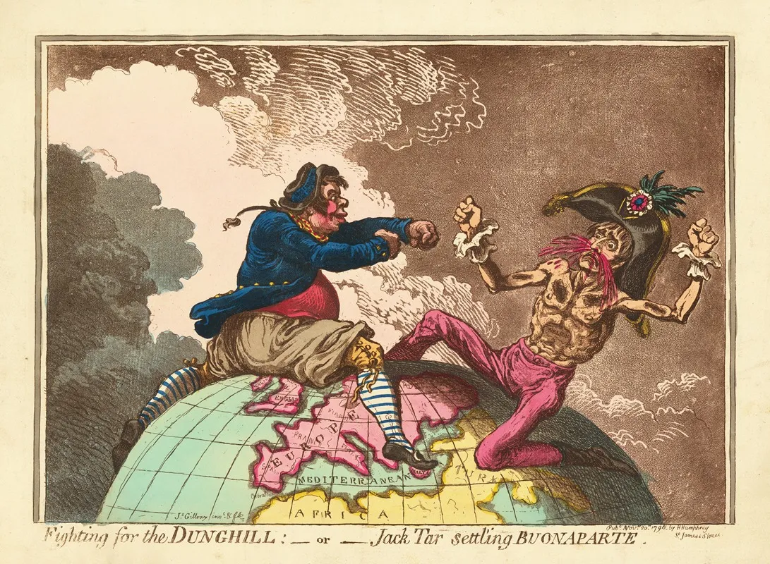 Fighting For The Dunghill Or Jack Tar Settling Buonaparte