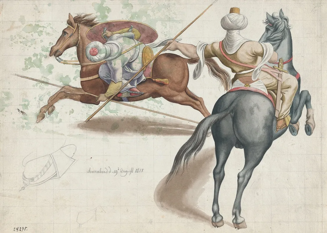 Fighting Horsemen Wall Art by Friedrich von Olivier - High-Resolution Digital Print