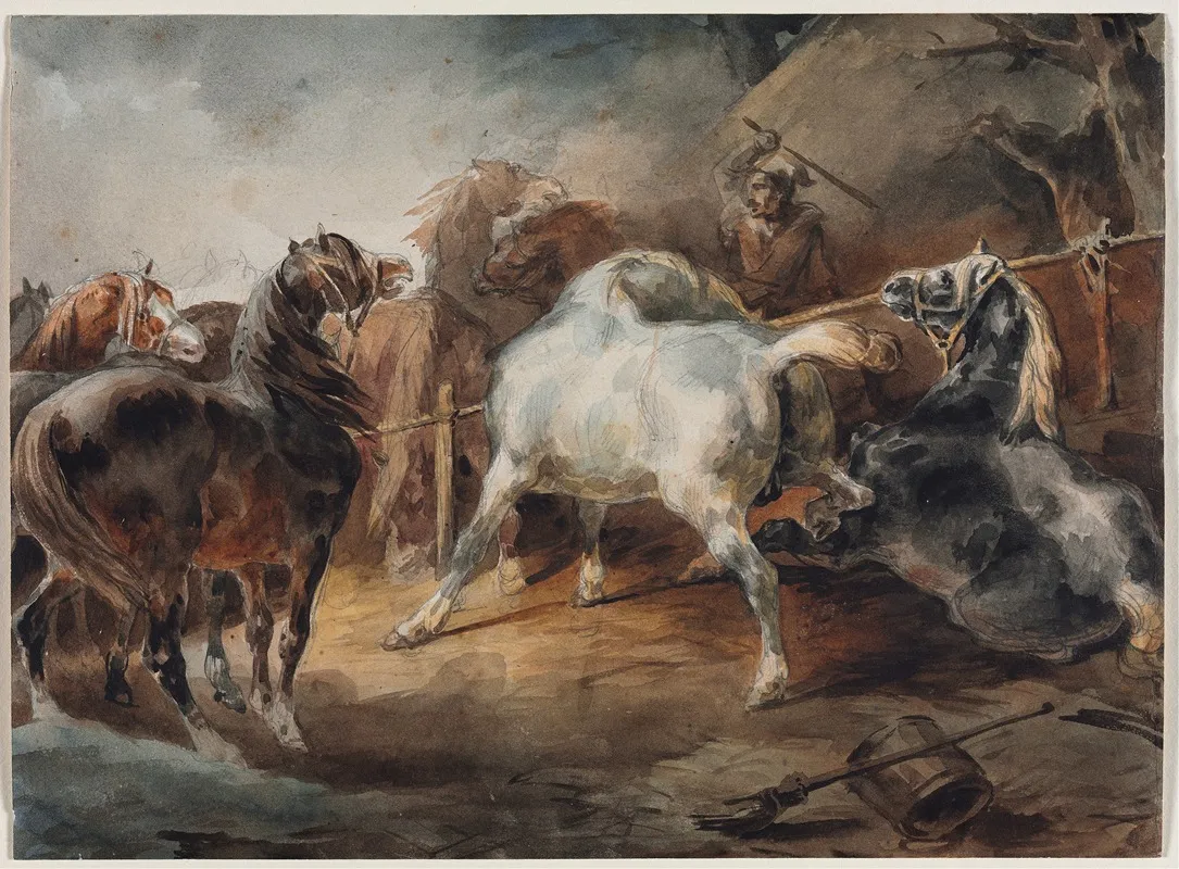 Fighting Horses Wall Art by Théodore Géricault - High-Resolution Digital Print