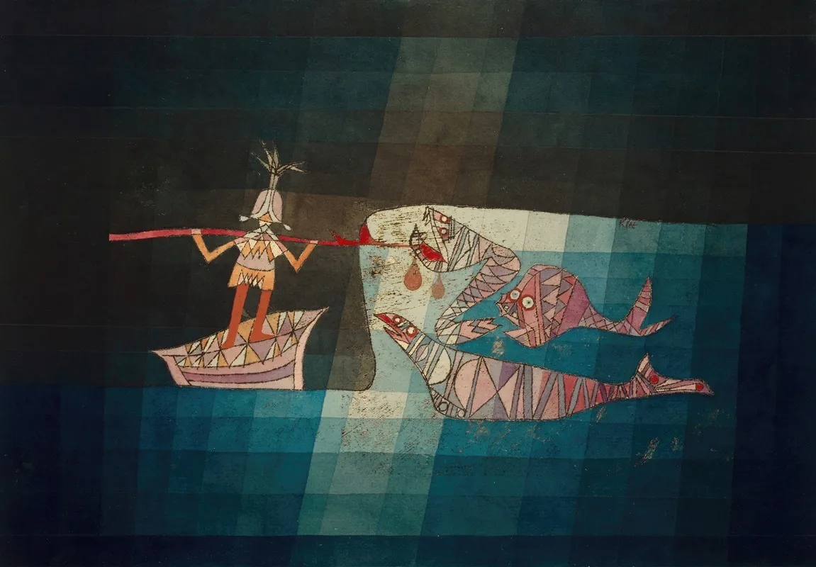 Fighting Scene From The Comic Fantastic Opera The Seafarer Wall Art by Paul Klee - High-Resolution Digital Print