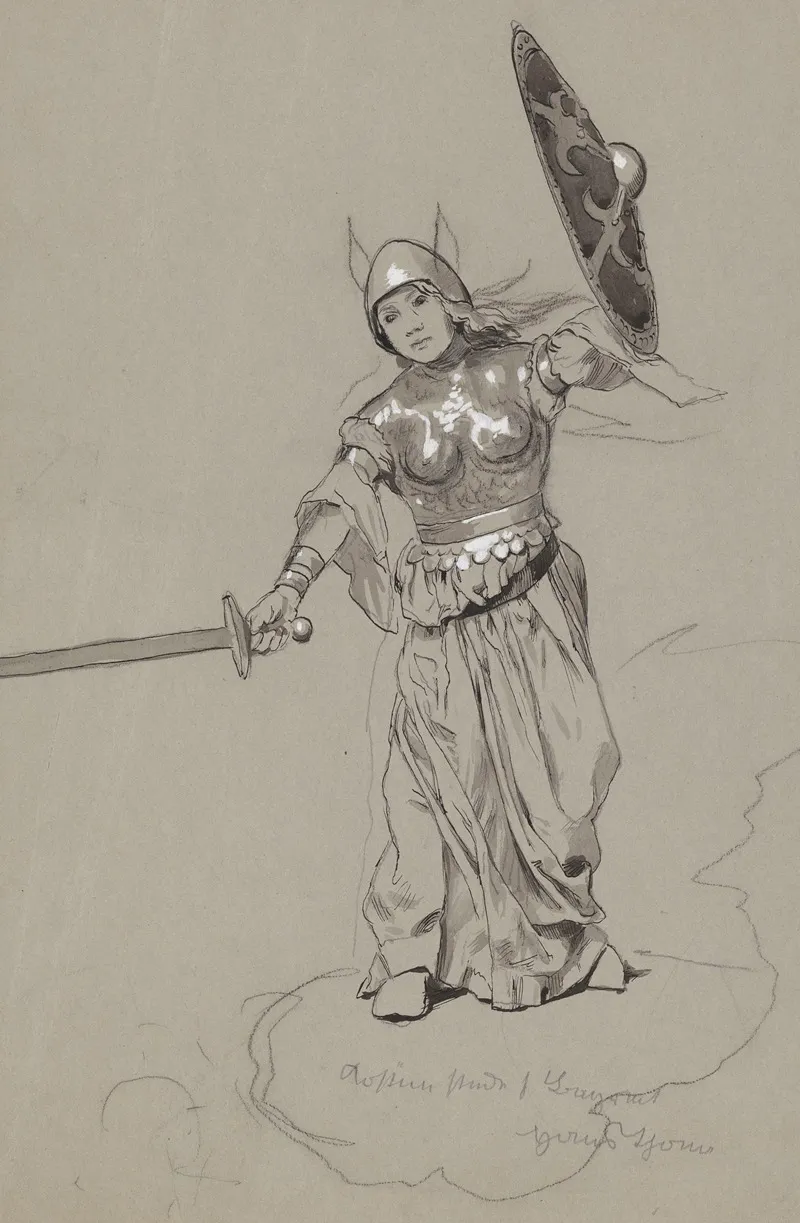 Fighting Valkyrie Wall Art by Hans Thoma - High-Resolution Digital Print