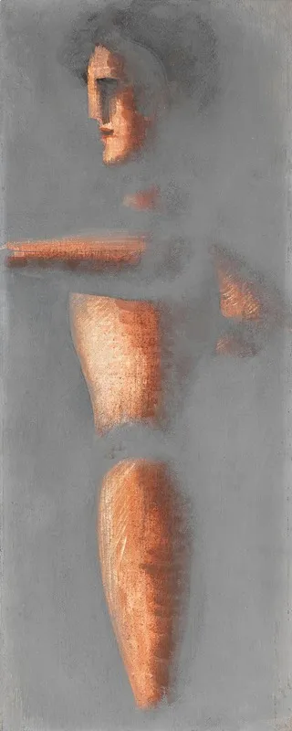 Figur Auf Grauem Grund Wall Art by Oskar Schlemmer - High-Resolution Digital Print