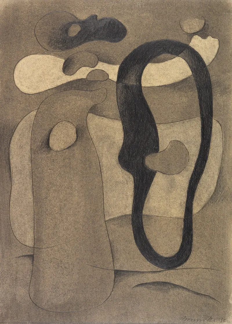 Figur Mit Dunkler Form Wall Art by Willi Baumeister - High-Resolution Digital Print