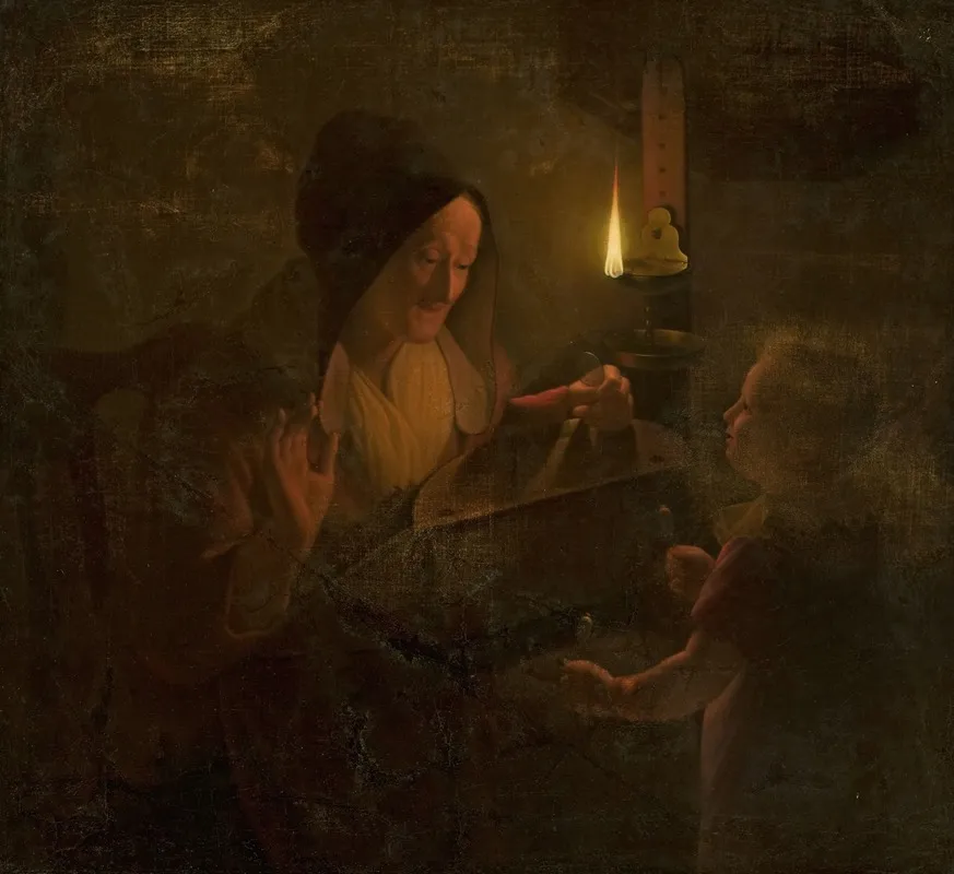 Figural Scene By Candlelight Wall Art by Michiel Versteegh - High-Resolution Digital Print