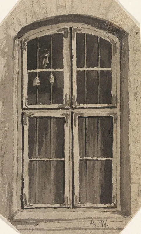 Figure Behind A Barred Window