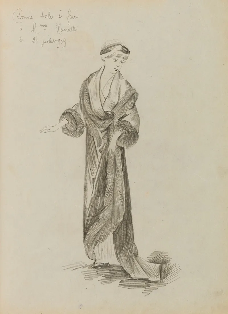 Figure De Femme De Trois Quarts Portant Un Manteau Sur Robe Longue