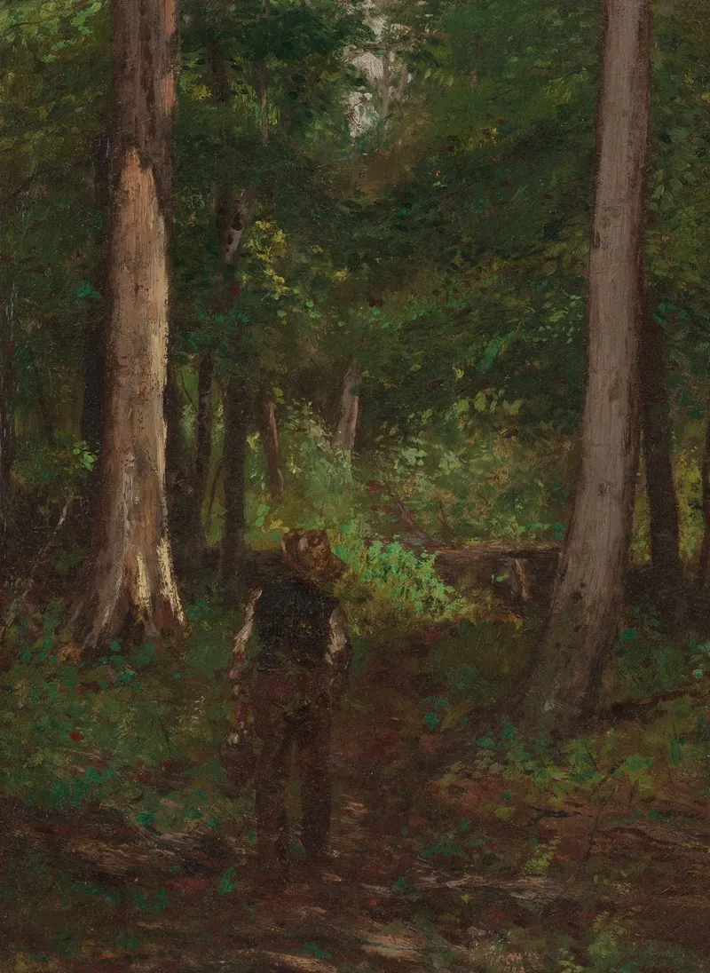 Figure On A Forest Pathway Wall Art by Charles Stanley Reinhart - High-Resolution Digital Print