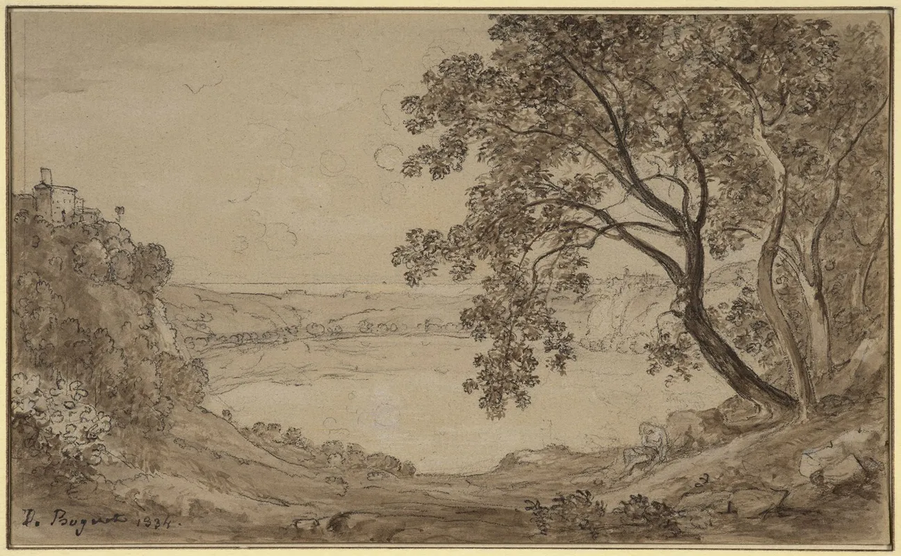 Figure On The Edge Of Lake Nemi Wall Art by Didier Boguet - High-Resolution Digital Print