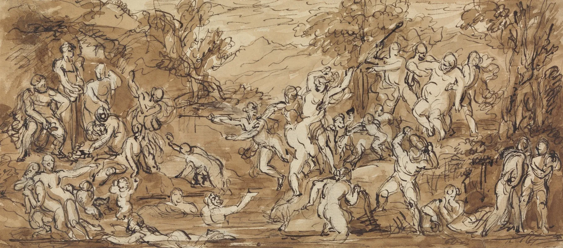 Figure Study Of A Bacchanalia Celebration In A Wooded Landscape Wall Art by Robert Smirke - High-Resolution Digital Print