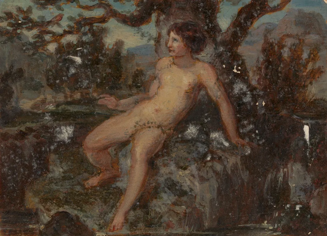 Figure Study Of A Nude Woman In A Wooded Landscape Wall Art by Robert Smirke - High-Resolution Digital Print