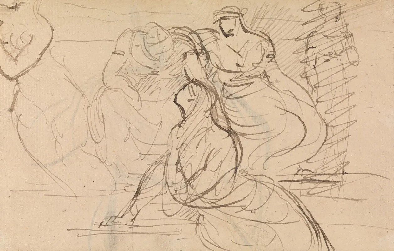 Figure Study Of Women In Various Sitting And Standing Poses