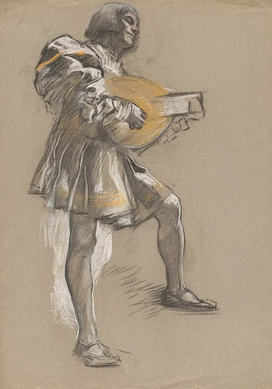 Figure With Mandolin In Mediaeval Costume