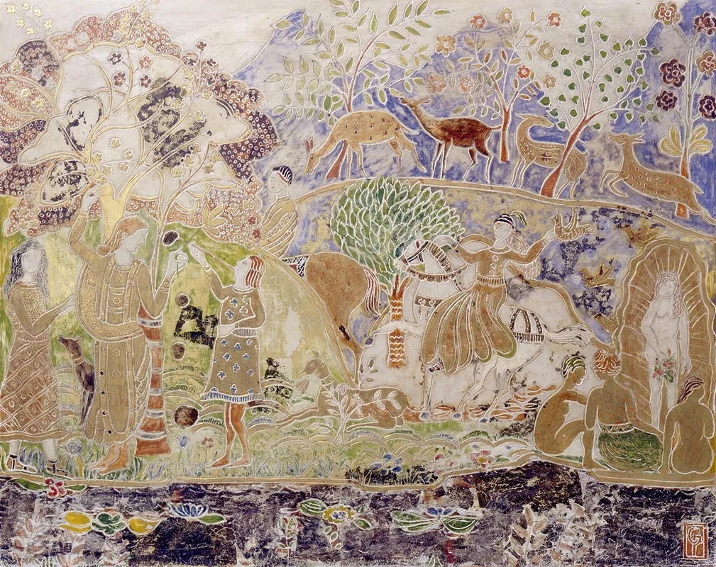 Figures And Deer Wall Art by Charles Prendergast - High-Resolution Digital Print
