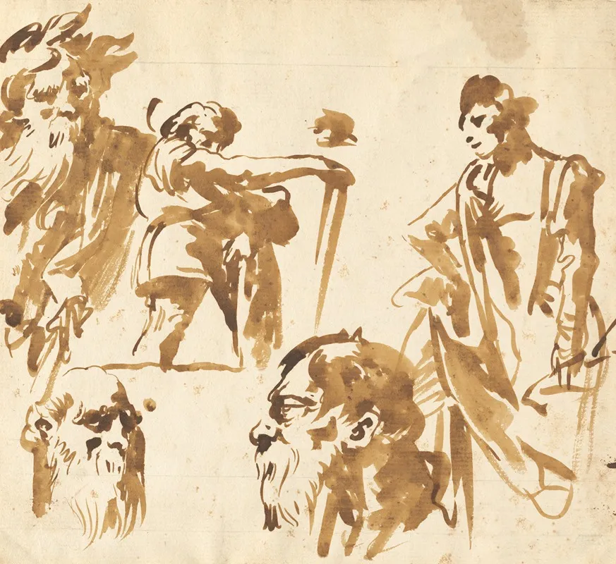 Figures And Faces Wall Art by Giovanni Domenico Tiepolo - High-Resolution Digital Print