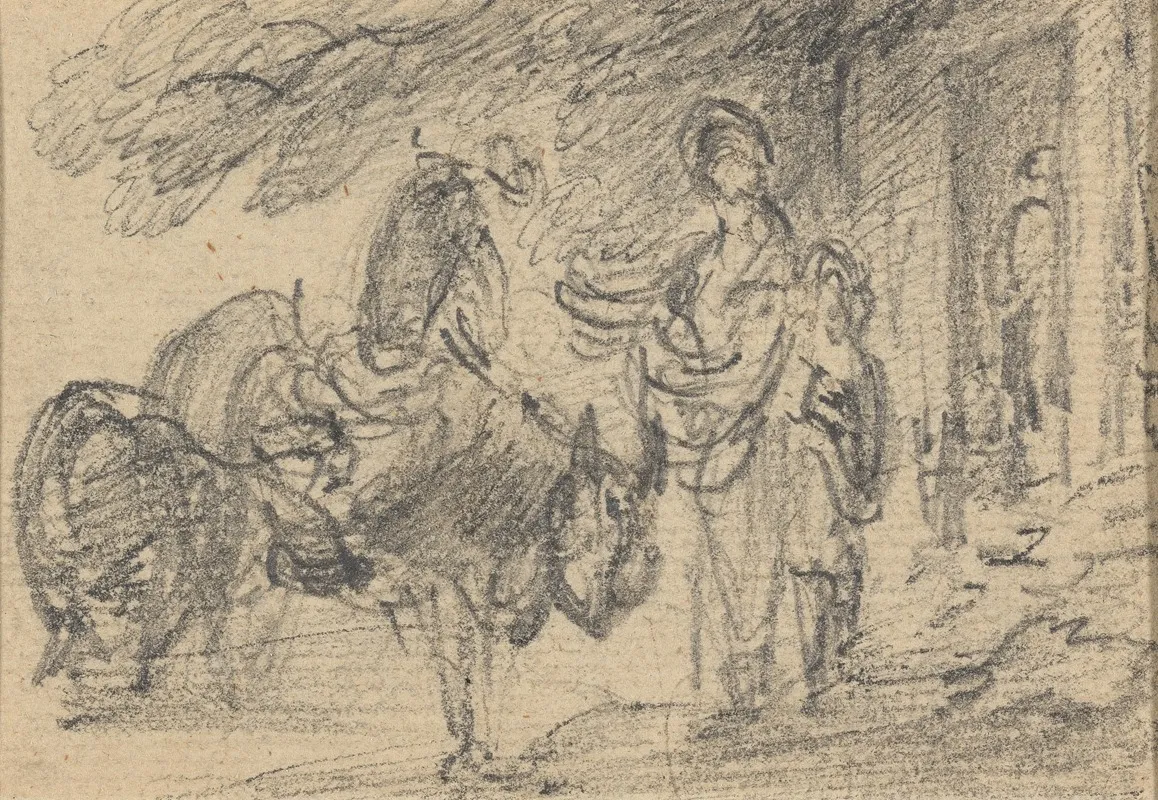 Figures And Horses Near A Doorway