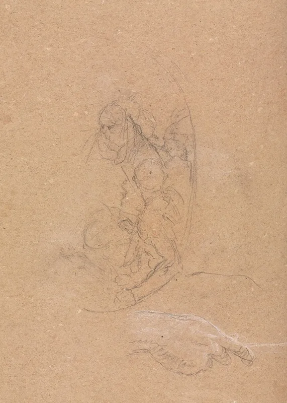 Figures In A Roundel With Study Of A Hand