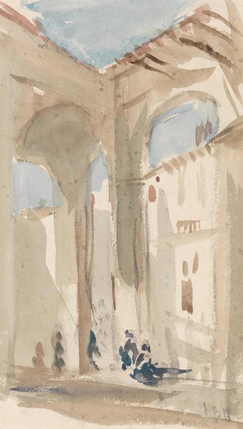 Figures In An Eastern Colonnade Wall Art by Hercules Brabazon Brabazon - High-Resolution Digital Print