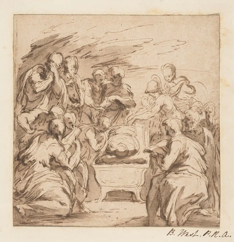 Figures Mourning Wall Art by Benjamin West - High-Resolution Digital Print