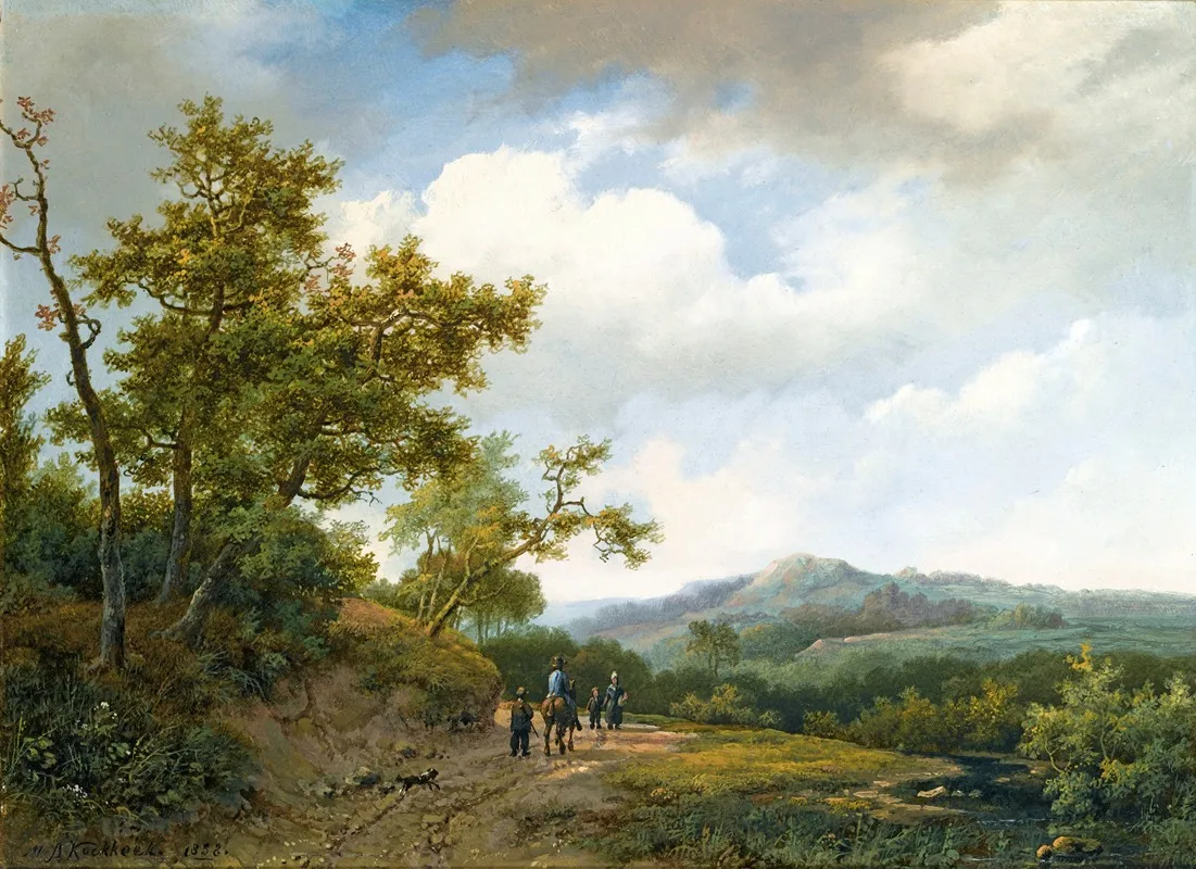 Figures On A Sandy Track In A Hilly Landscape