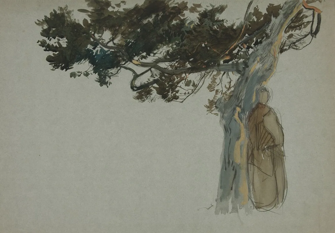 Figures Standing Beneath A Tree