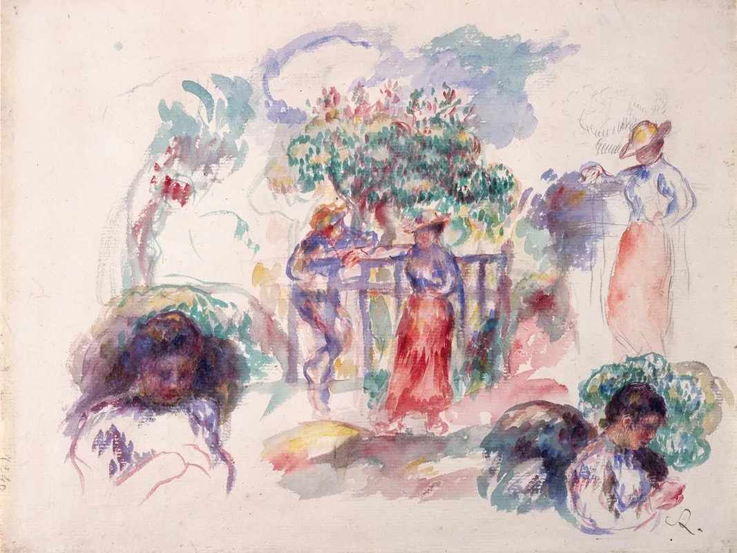Figures Under A Tree Wall Art by Pierre-Auguste Renoir - Canvas Print
