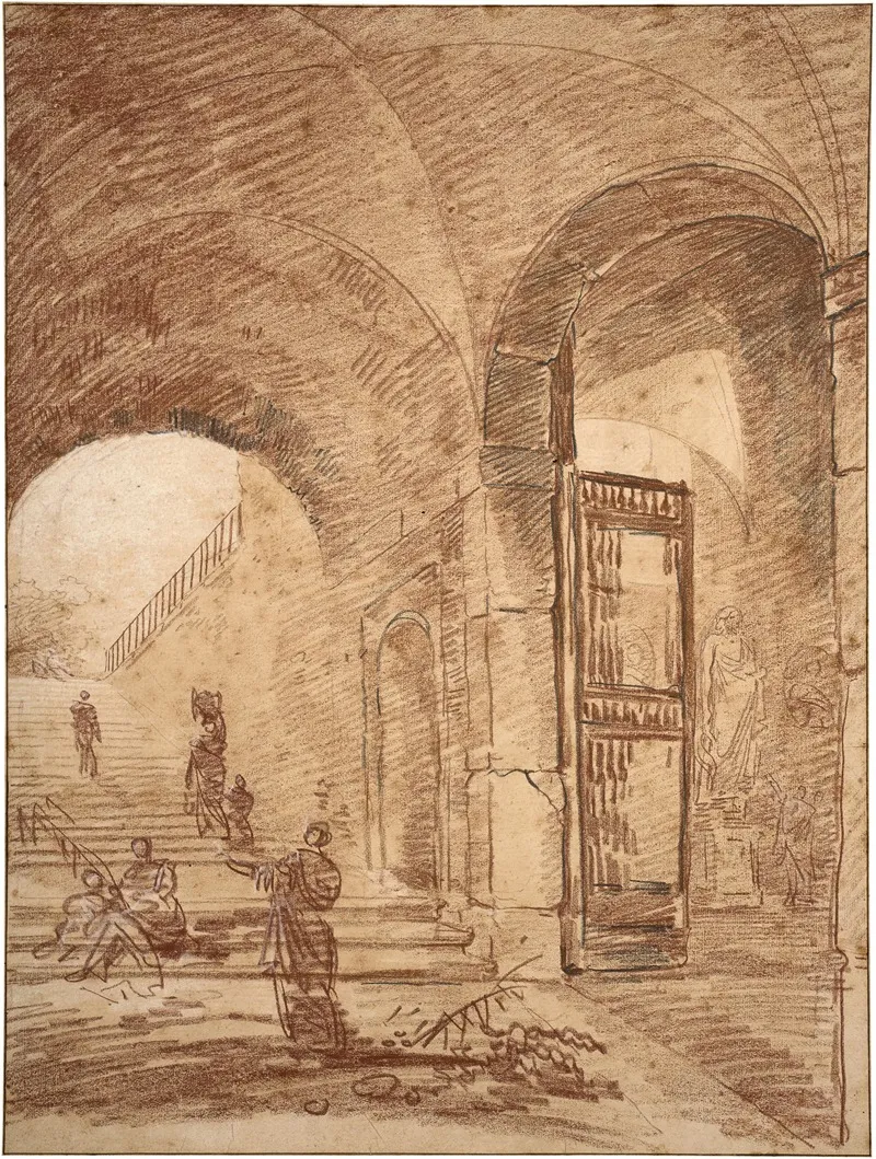Figures Under Arches Probably Of The Palazzo Corsini Rome