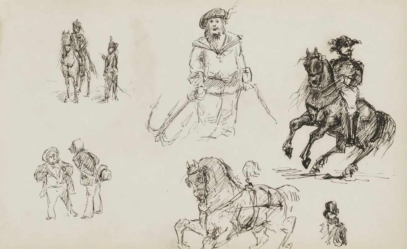 Figuurstudies Onder Andere Van Een Ruiter En Matroos