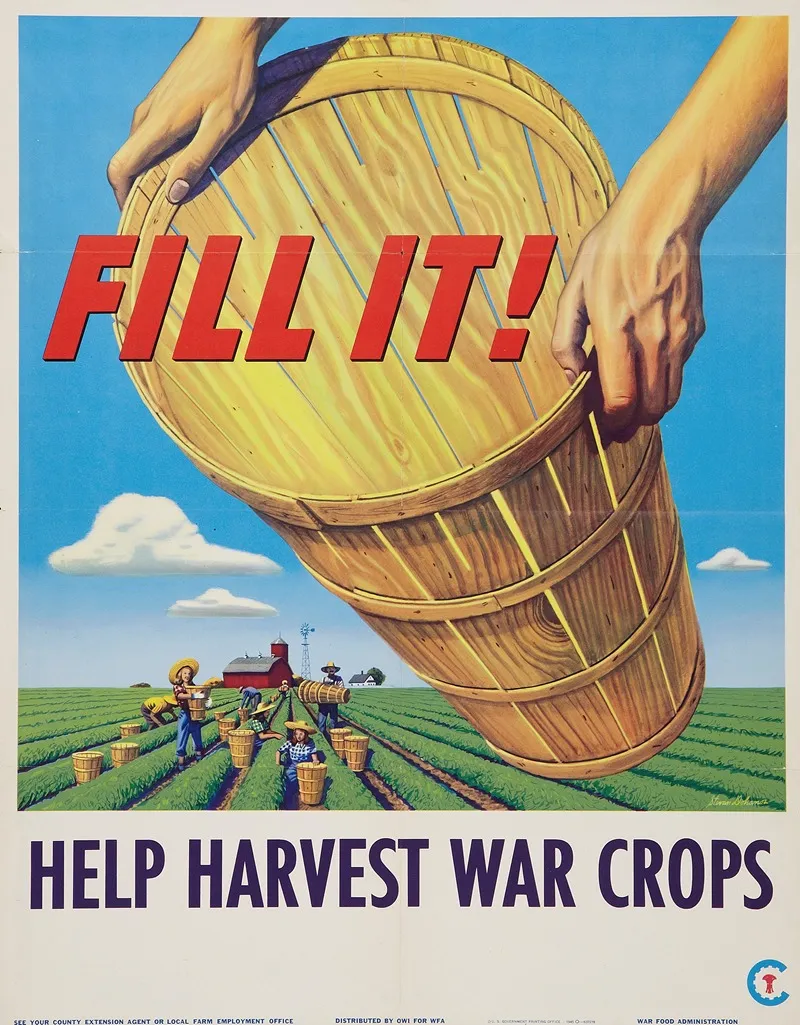 Fill It Help Harvest War Crops Wall Art by Stevan Dohanos - High-Resolution Digital Print