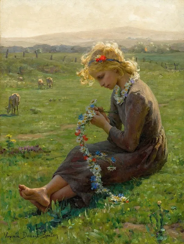 Fillette A La Guirlande De Fleurs Des Champs