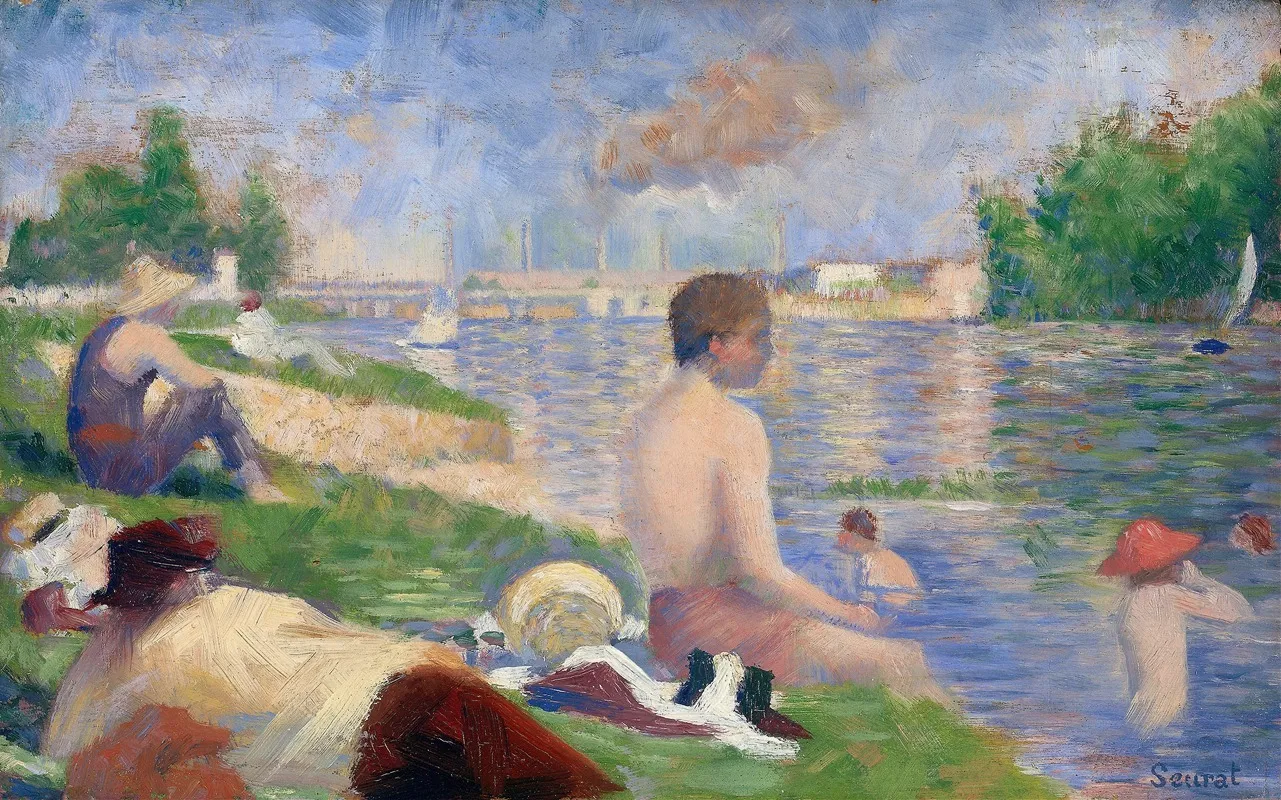 Final Study For Bathers At Asnieres Wall Art by Georges Seurat - High-Resolution Digital Print