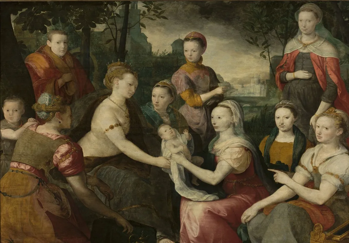 Finding Of Moses Allegorical Family Portrait Wall Art by Bernaert de Rijckere - High-Resolution Digital Print