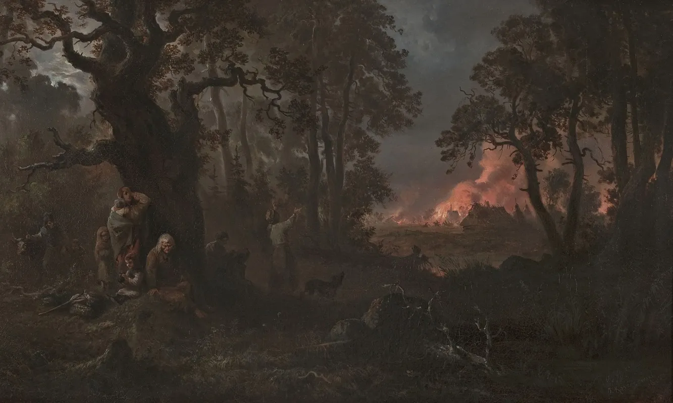 Fire In The Village Wall Art by Franciszek Kostrzewski - High-Resolution Digital Print