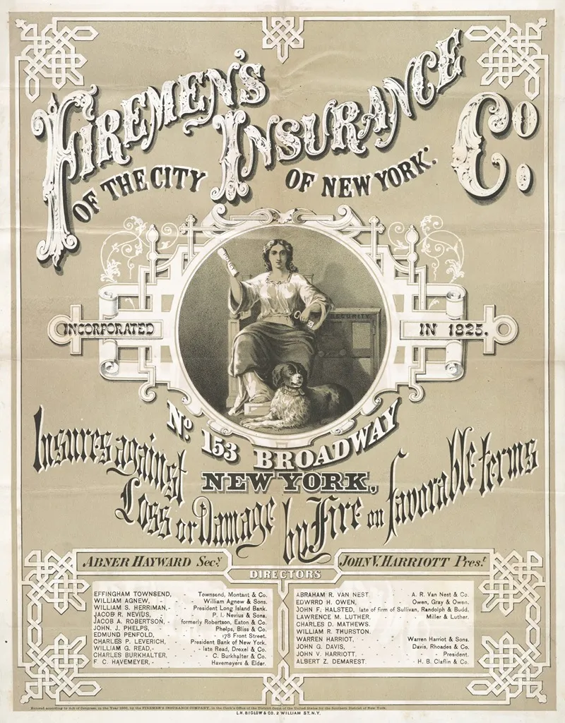 Firemens Insurance Co Of The City Of New York Wall Art by L.H. Biglow &amp; Co - High-Resolution Digital Print
